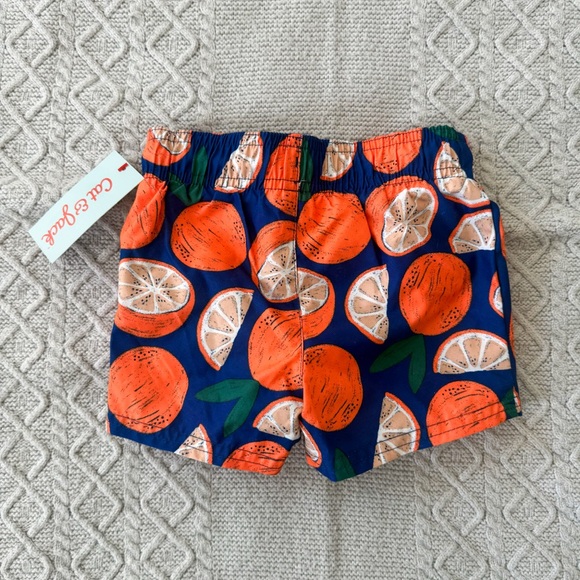 Blue Baby Swim Trunks with Oranges - Picture 4 of 9